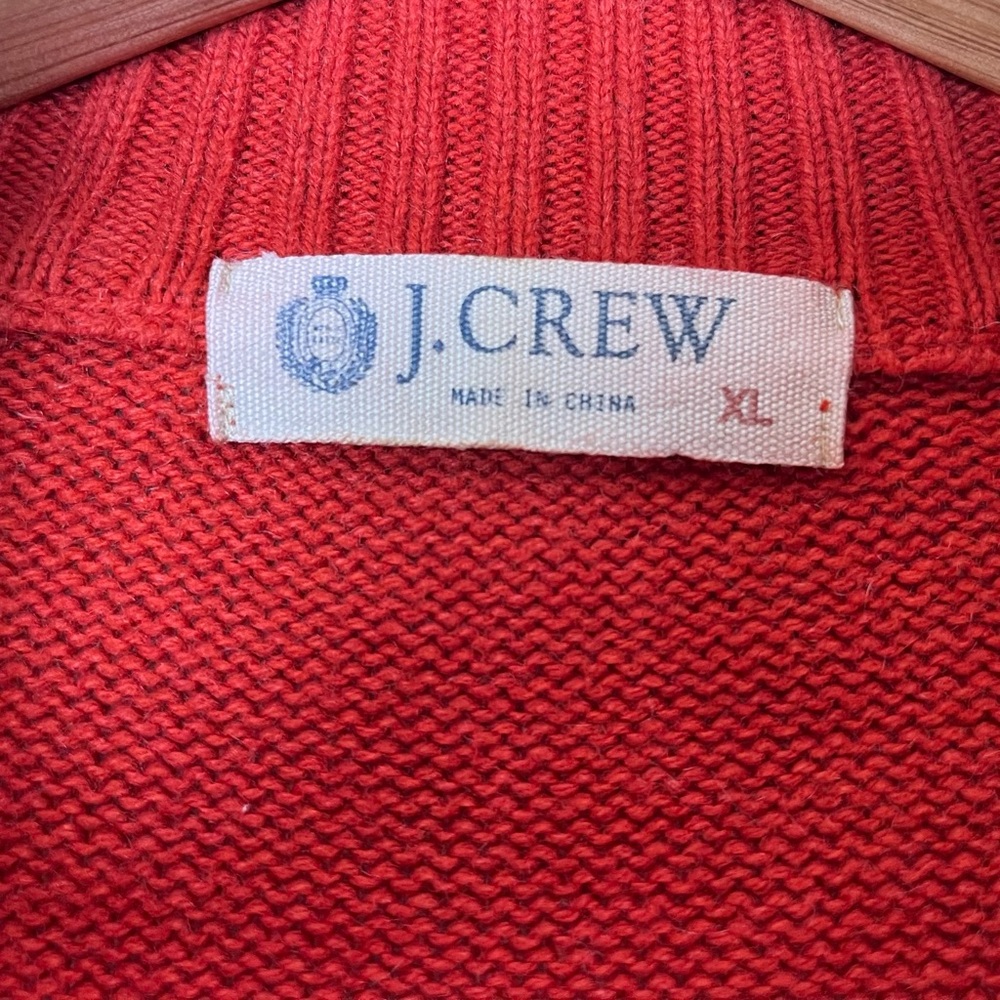 J. Crew Men's Orange Red Cotton Cashmere‎ Quarter Zip Pullover Sweater Size XL - Picture 3 of 11